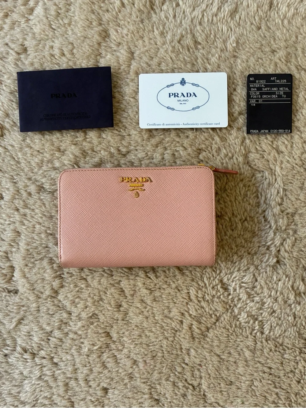 Prada pink saffiano leather wallet